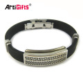 Hot sale leather custom bracelet men with stainless steel clasp